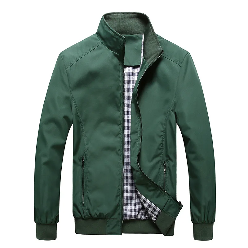 Качественная куртка-бомбер, однотонная повседневная мужская куртка, верхняя одежда на весну и осень, мандарин, Спортивная мужская куртка, мужские пальто, M-5XL, 6XL, 7XL