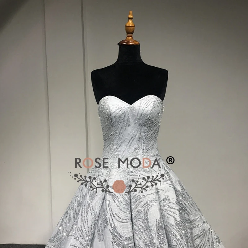 Роза Moda Роскошные цвета: золотистый, серебристый блеск свадебное платье без бретелек Bling свадебное бальное платье арабский свадебные платья фотографии платье