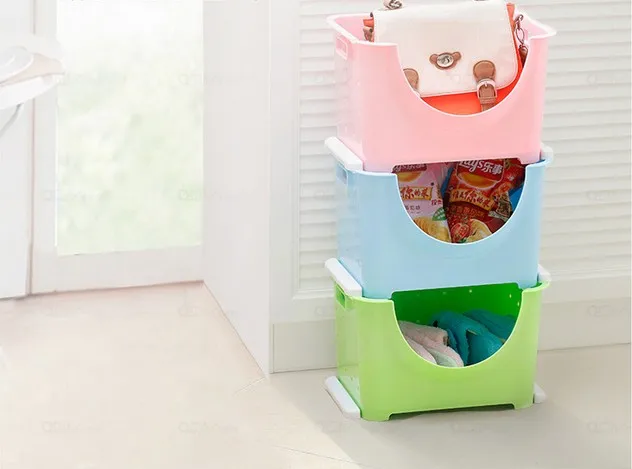 

1PC Japanese-style overlay plastic storage box, kitchen vegetable storage baskets bathroom storage racks OK 0217