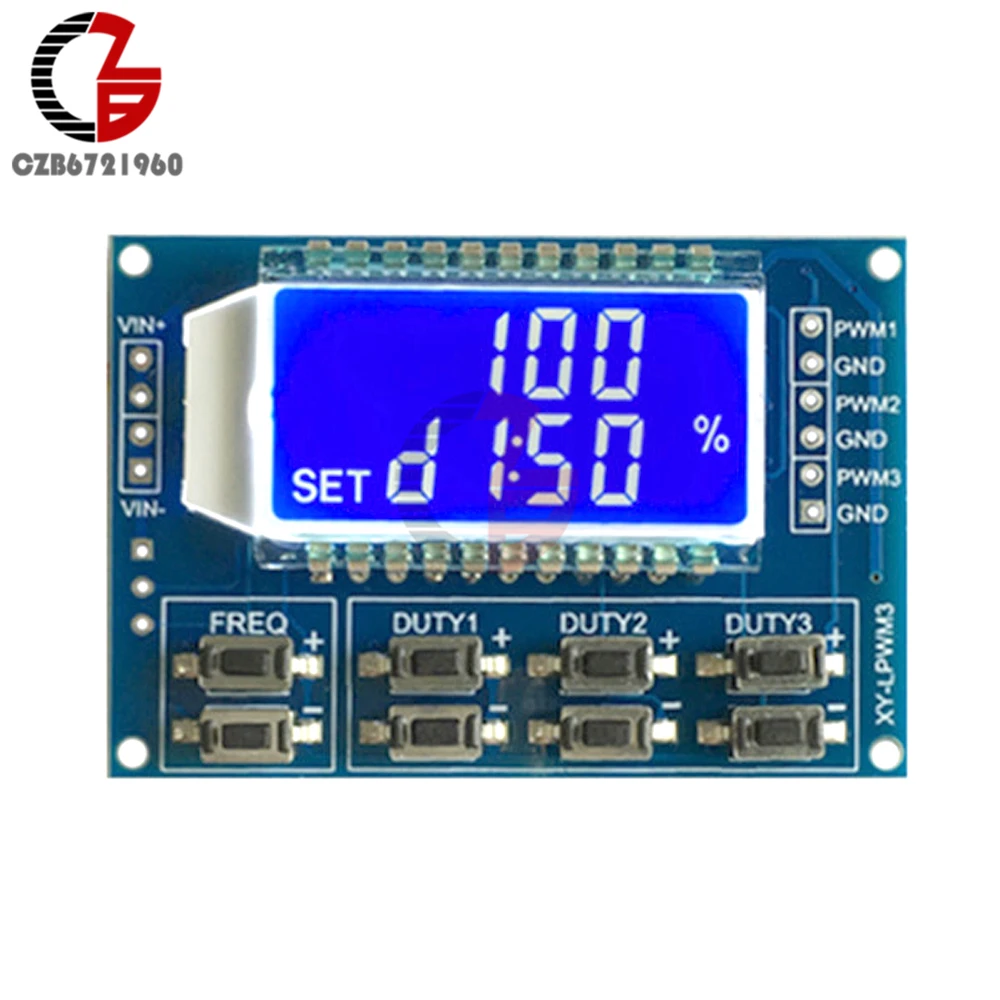 Регулируемый pwm генератор сигналов Модуль 3,3-30 в 1Hz-150 кГц прямоугольная волна цифровой ЖК-дисплей Дисплей 3 канала частота импульсов рабочий цикл