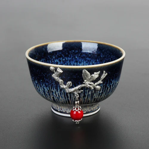 Элегантный глазурь Керамика Чай чашки Китайский Чай фарфоровые чашки таинственный олова цветок чашки Посуда - Цвет: l