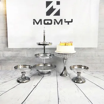 

Hot Silver Mirror cake stand Electroplating Metal cupcake stand Grand design baking love wedding party dessert table decoration