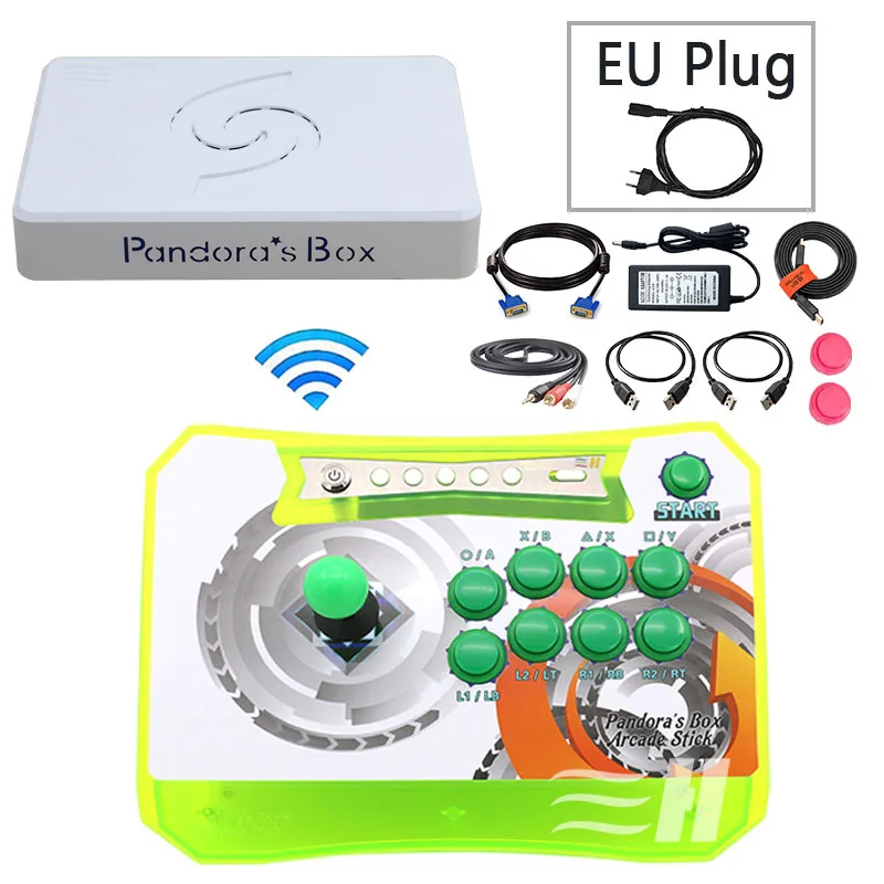 Pandora's Box 6 1300 в 1 беспроводной игровой контроллер 2 плеера черный/зеленый/красный/синий цвета консоль джойстик аркадные игры; USB HDMI VGA - Цвет: 1P green EU plug