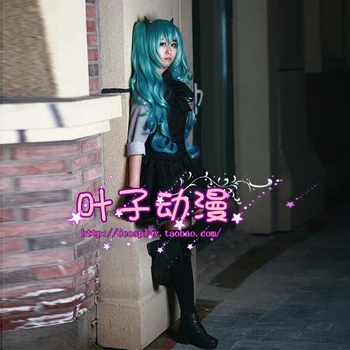 

Vocaloid Cosplay Costume Hatsune Miku Poker Face Halloween Party Cos Uniform Full Set Shirt+Vest+Skirt+Tie+Bowknots+Gloves+Socks