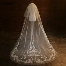 Favordear высокое качество 3 м свадебная вуаль 2 слоя вышивка Соборная вуаль С румяной серебряная с подвесом расческа