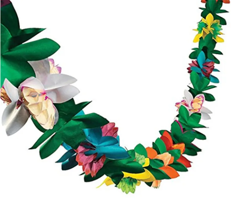 3M Hawaii Colorful Tissue Flower Garland Banner Tropical Coconut Leaves Bunting Garland Birthday Decoration Hawaiian Party PAT28 (1)