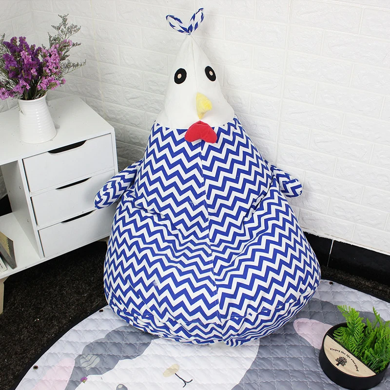 

Creative Storage Stuffed Cartoon chicken Storage Bean Bag Chair Portable Kids Toy Storage Bag Soft Pouch Clothes Organizer Tool
