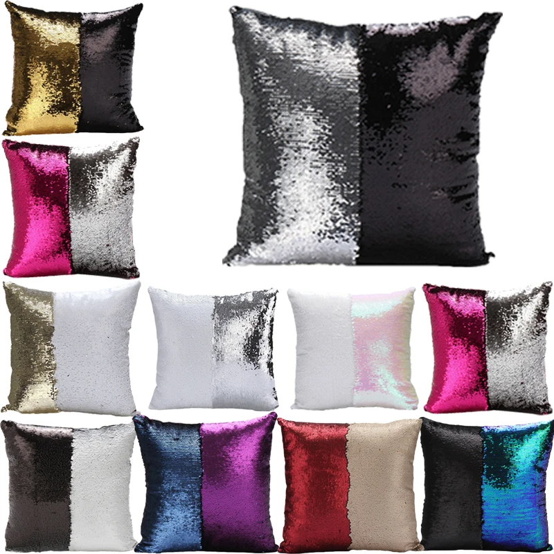Стиль двойной цветной чехол для подушки Двусторонняя Подушка «русалка» блестящий чехол для дивана чехол для подушки