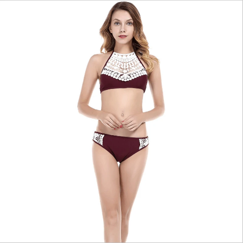 

Sexy bikini suits with The lace pattern off shoulder Bikini set Bandage Swimwear S