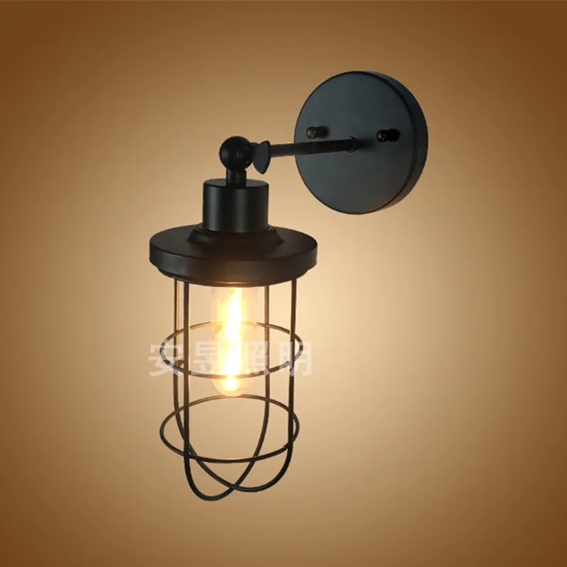 

Retro Loft Nostalgic Wall Lamps Industrial Style Warehouse Small Iron Cage Bar Table Birdcage Wall Light Corridor Aisle Lighting