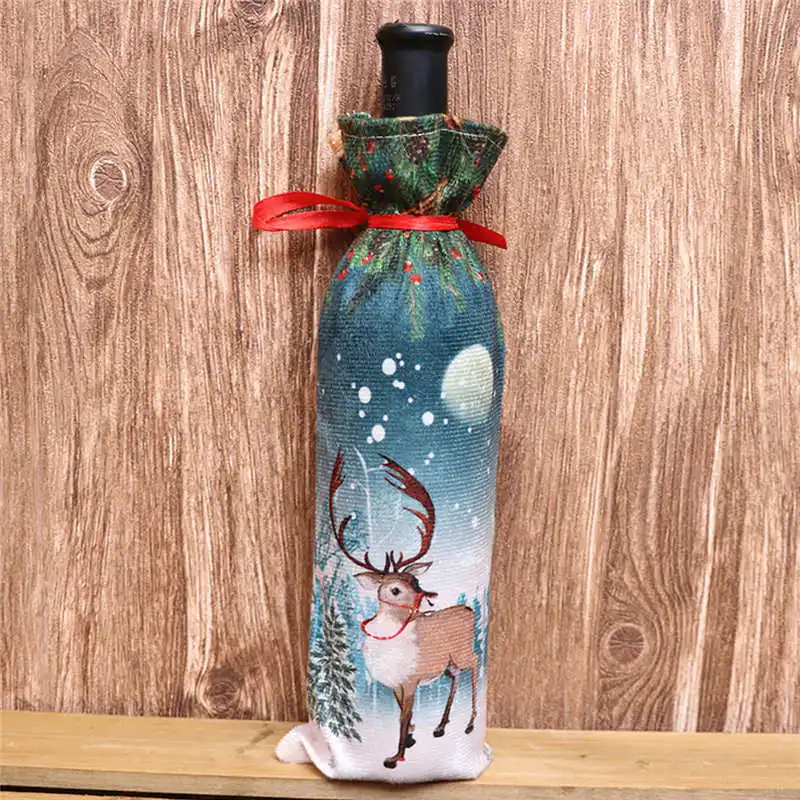 Christmas Xmas Wine Bottle Covers Bag Santa Claus Snowman Bottle Cover Dinner Table Decoration for Home New Year Products #2o26 (12)