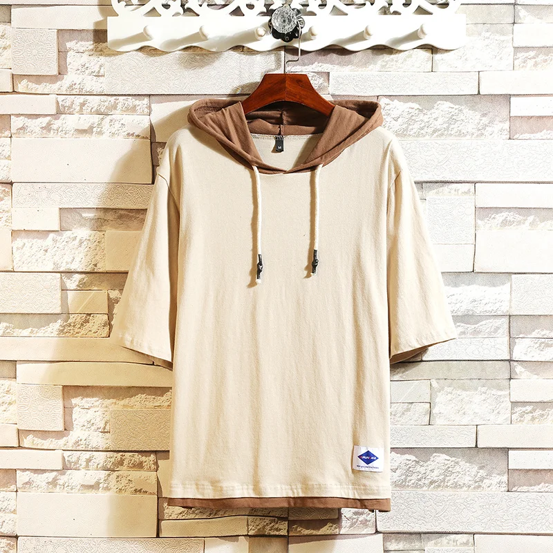 Skup Klasyczna odzież męska topy i koszulki koszulki Plus azjatyckie rozmiary M 4XL 5XL 2019 letnie krótkie rękawy marka z koszulka z kapturem