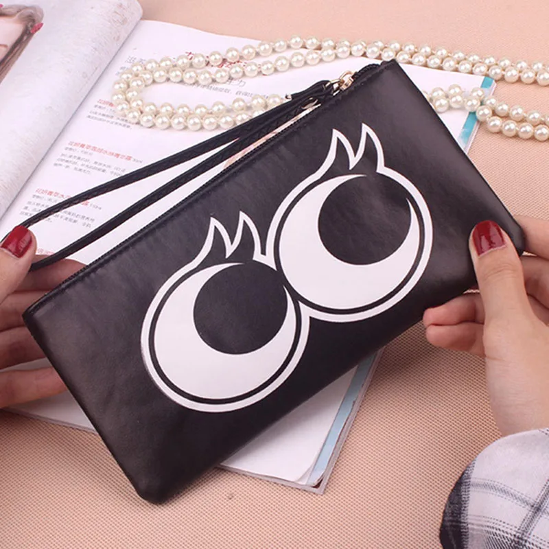 

Women Long Purse PU Leather Zipper Card Holder Cartoon Printed Wallet Lady Casual Clutch Bag AB@W3