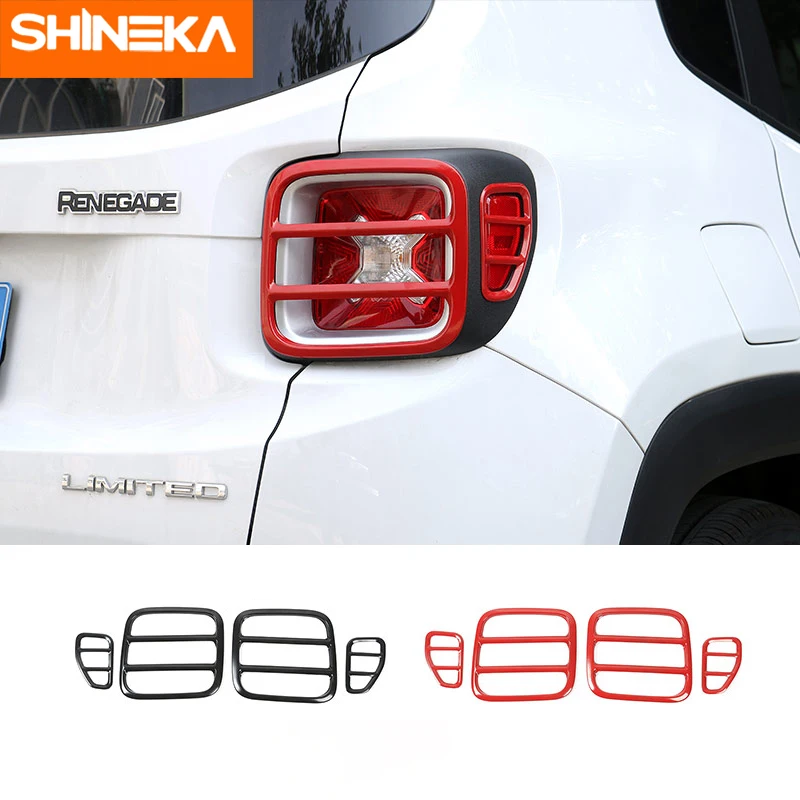 

SHINEKA Car Styling Tail light Bezel Rear Tail Lamp Guard Metal Cover Frame for Jeep Renegade 2016 2017 2018
