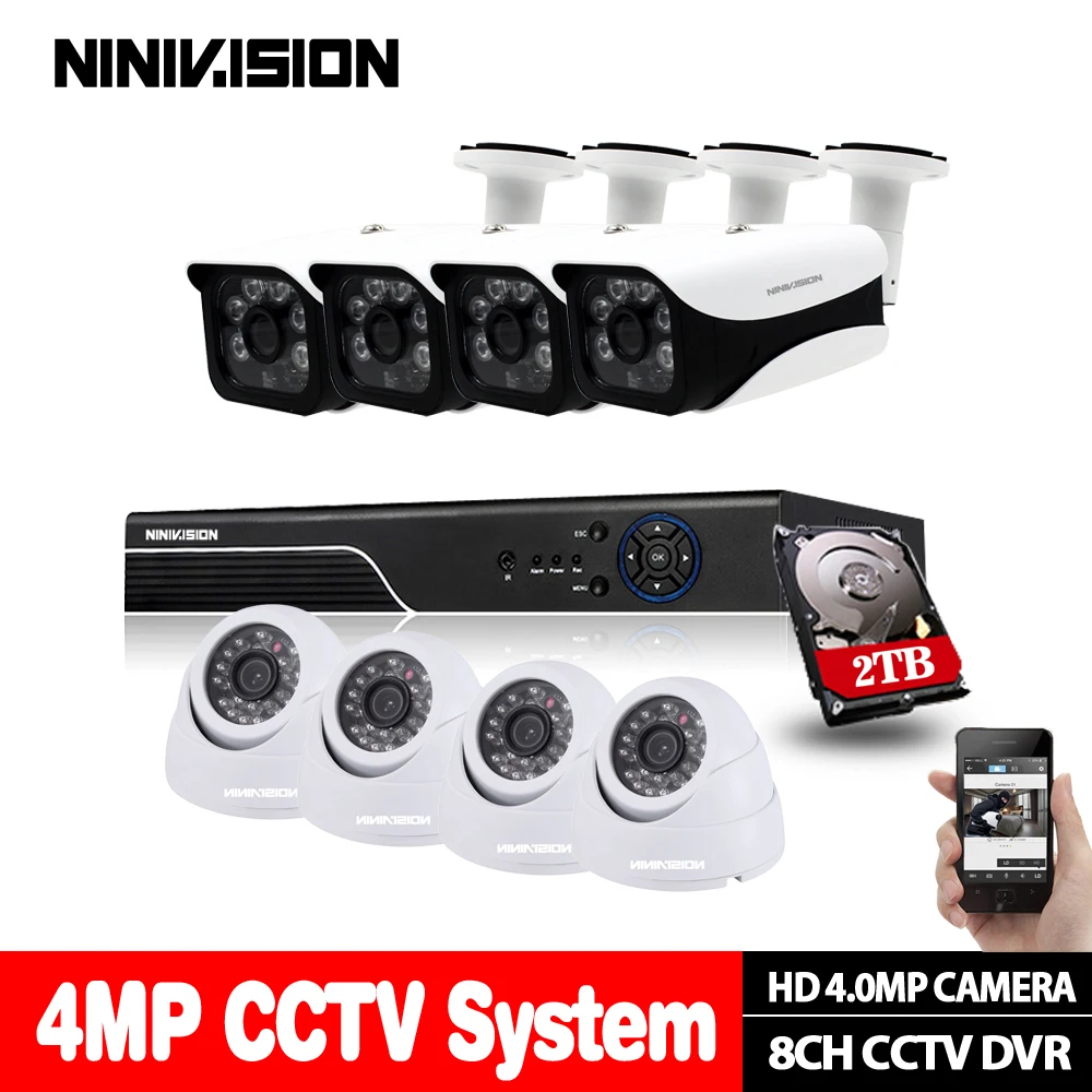 HD cctv система видеонаблюдения 8CH 4MP 2560*1440P DVR AHD купольная камера CCTV домашняя уличная