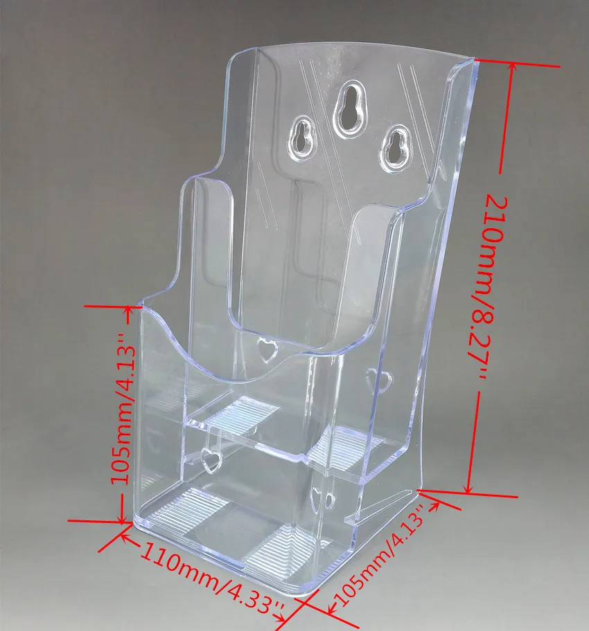 Прозрачная A6 2 трехъярусная акриловая качественная пластиковая брошюра, подставка для дисплея, для вставки листовок на рабочий стол, 40 шт