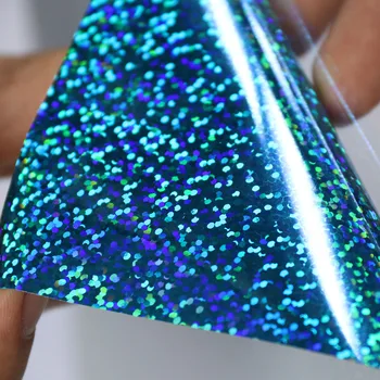 

Sunice Light Blue Holographic PU Heat Transfer Vinyl Iron-on Fabric Laser HTV Press Cutter Printable 50cm x 100cm