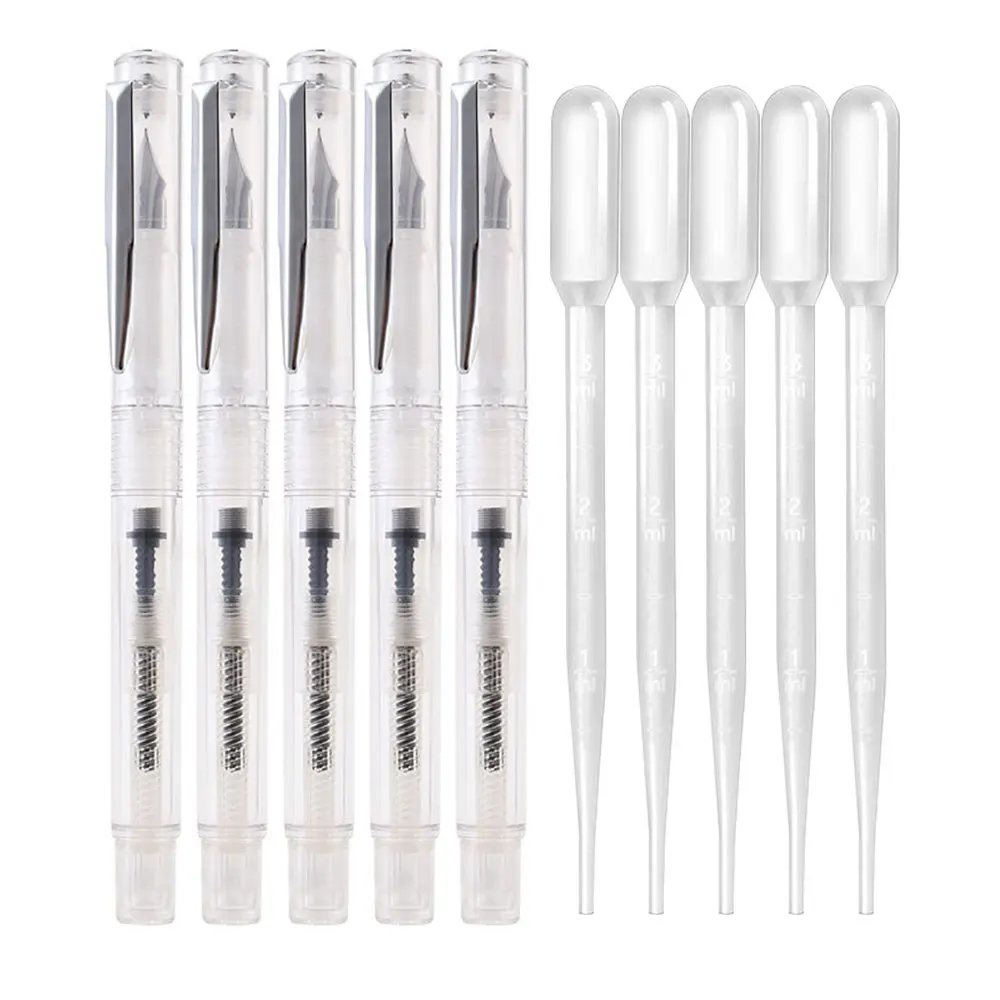 Transparent clean Fountain Pen 0.5 MM Fine Nib Fountain Pens with Filling Droppers Art painting Font design School supplie