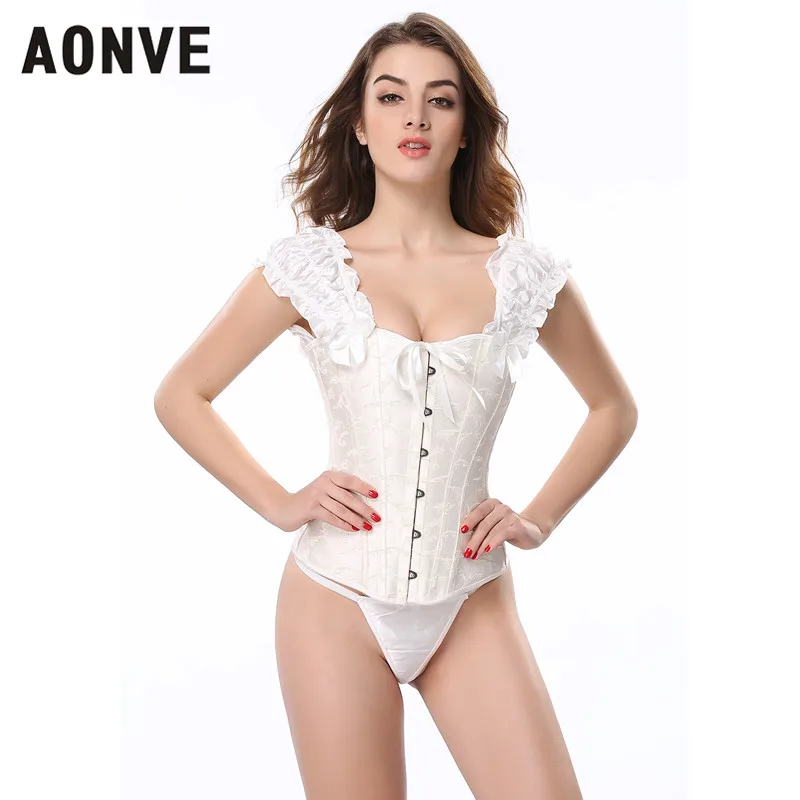 AONVE Steampunk Corset Sexy Gothic Clothing Corsellet Waist Trainer Modeling Strap Lace up Steel Bone Corpete Korset Bustier | Женская