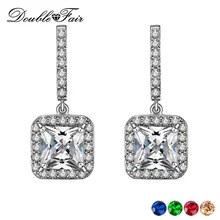 Двойные серьги-гвоздики с кристаллами и цирконием для пирсинга для женщин, вечерние, подарок, белое золото, модные ювелирные изделия, серьги DFE837M