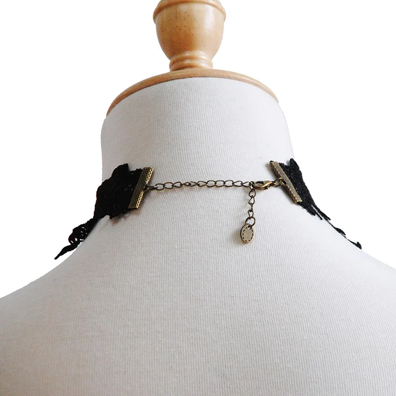 Винтажное розовое колье-чокер для женщин, аксессуары, готическое ювелирное изделие, кружевное ожерелье и подвеска, воротник, массивное ожерелье