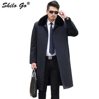 

4XL Mens Winter Black Parkas Coats Smart Casual Thick Parkas Plus Size Real Fur Turn down collar Mink Lining Outwear Fur Coat