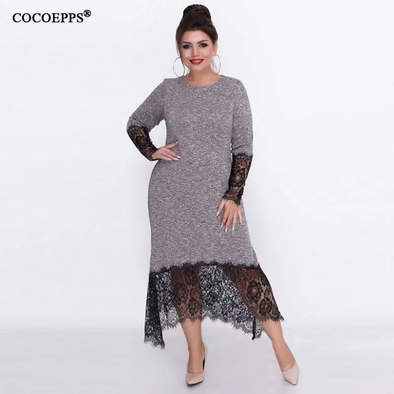 5XL-6XL-2018-Autumn-Plus-sizes-Long-Dress-Women-Casual-Big-sizes-Lace-Dress-Bodycon-Female (2)
