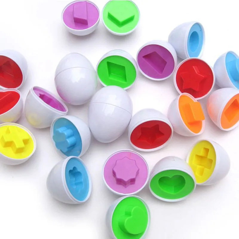 

Children's puzzle kitchen simulation toys 6pc Colorful Mixed Shape Wise Pretend Puzzle Smart Eggs Baby Kid Learning Toy