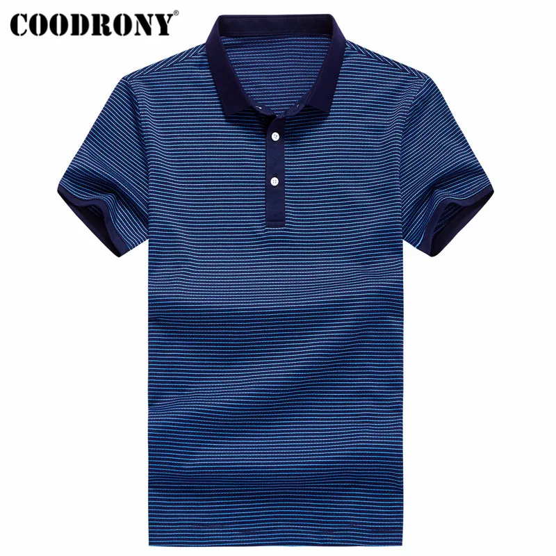 COODRONY, деловая Повседневная футболка, Мужская одежда, полосатая футболка с коротким рукавом, Мужская хлопковая футболка, весна-лето, мужские футболки S95054