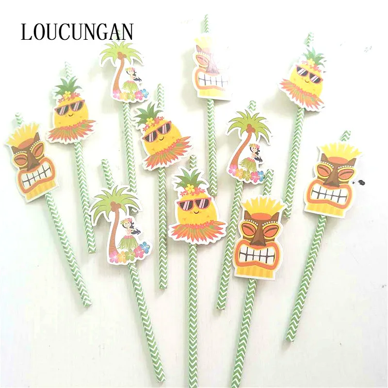 12pcs Lot Birthday Party Decorations Kids Adult Funny Paper Straws Drinking Straw Hawaii Anniversaire Enfant Party Supplies Disposable Party Tableware Aliexpress
