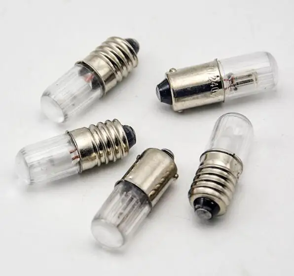 MIDCARS E10 BA9S Led Bulb t4W Indicator Light 6.3V 12V 24V 48V 60V 120V  230V 1W 2835 4SMD Wholesale pack of 4