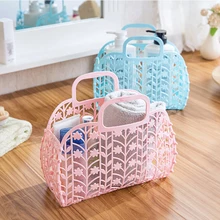 Desktop Multifunction Collapsible Plastic Hollow Storage Basket Kitchen Snack Organizer Bathroom Wash Portable Storage Box.