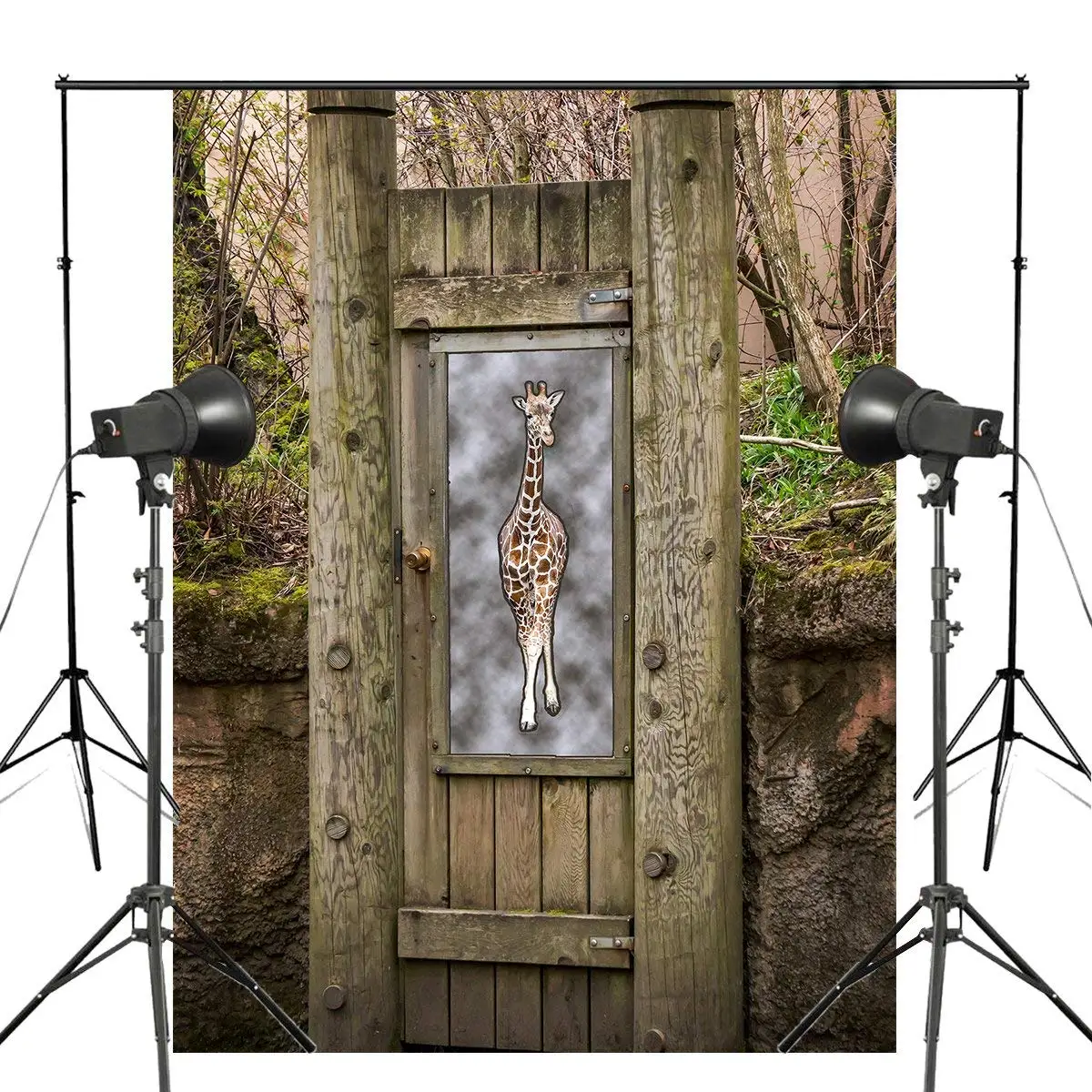 

150x220cm Ancient Wood Door Photography Background Dead tree Giraffe Pattern Backdrop Studio Background Props Wall