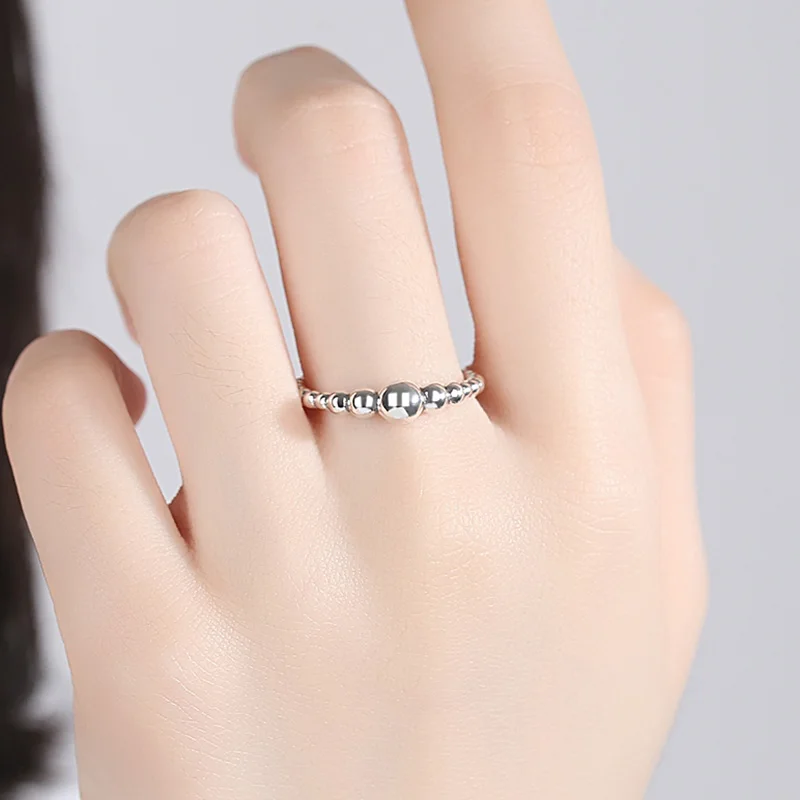 BELAWANG Authentic 925 Sterling Silver Stackable Round Geometric Finger Rings for Women Wedding Original Silver Jewelry