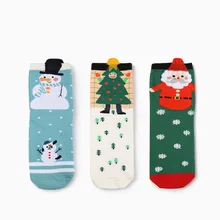free shipping 300PCS/LOT New Women Christmas Sock Lady Girl Cotton Snowflake Deer Printed Socks Christmas Hosiery Gift
