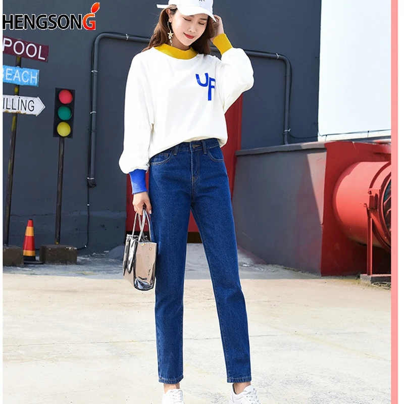 2018 Autumn Ladies High Waist Mom Female Boyfriend Jeans