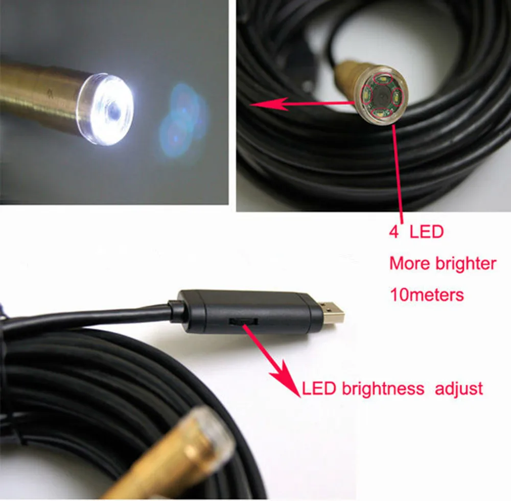  USB Endoscope Inspection camera TM-IC30E lens 14MM with 4 LED snake Camera 30m Cable waterproof IP67 for PC endoscope USB2.0 