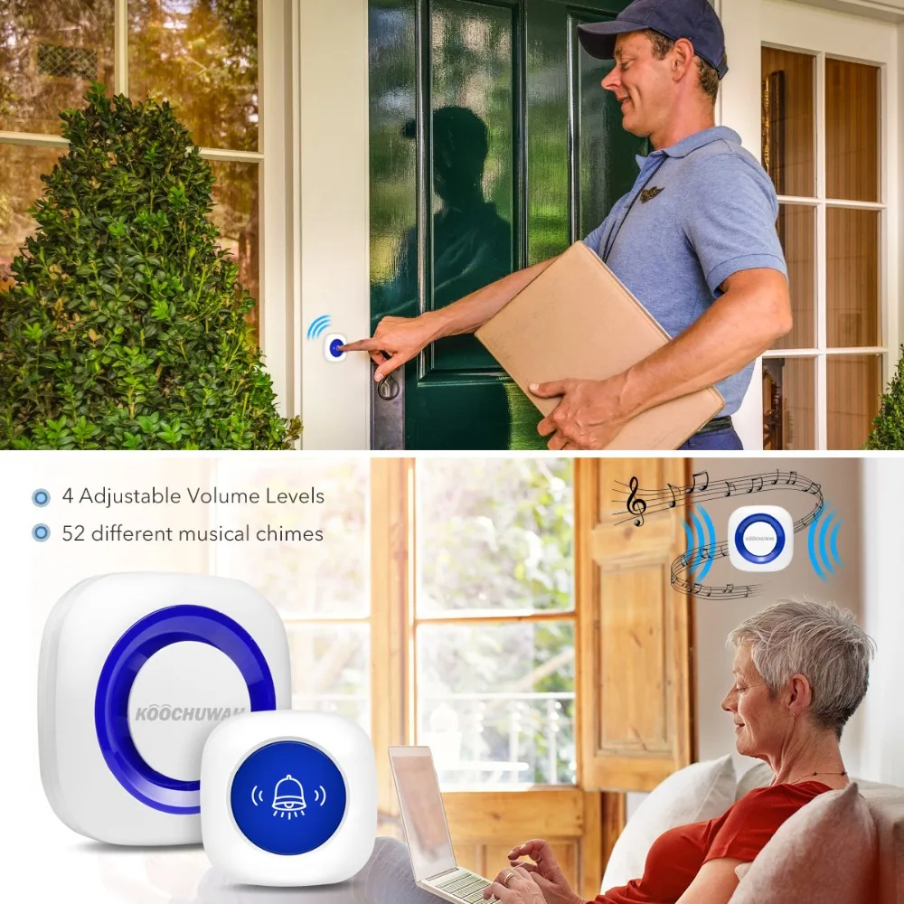 Alarm System for Home Wireless Sound Alert Home Alarm System Kit Sensor Siren Alarm with SOS Panic Button Doorbell for Security