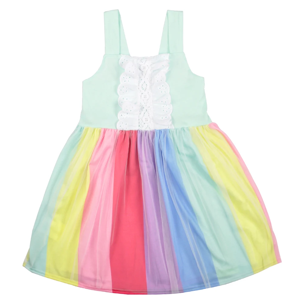 

Baby Girls dress Boutique Summer Dress New 2019 Children Rainbow Pattern Girl Dresses Party dress Baby Girl Clothes