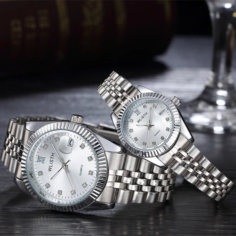 Роскошные Брендовые Часы для пар модные женские водонепроницаемые кварцевые часы деловые мужские женские наручные часы для девочек часы