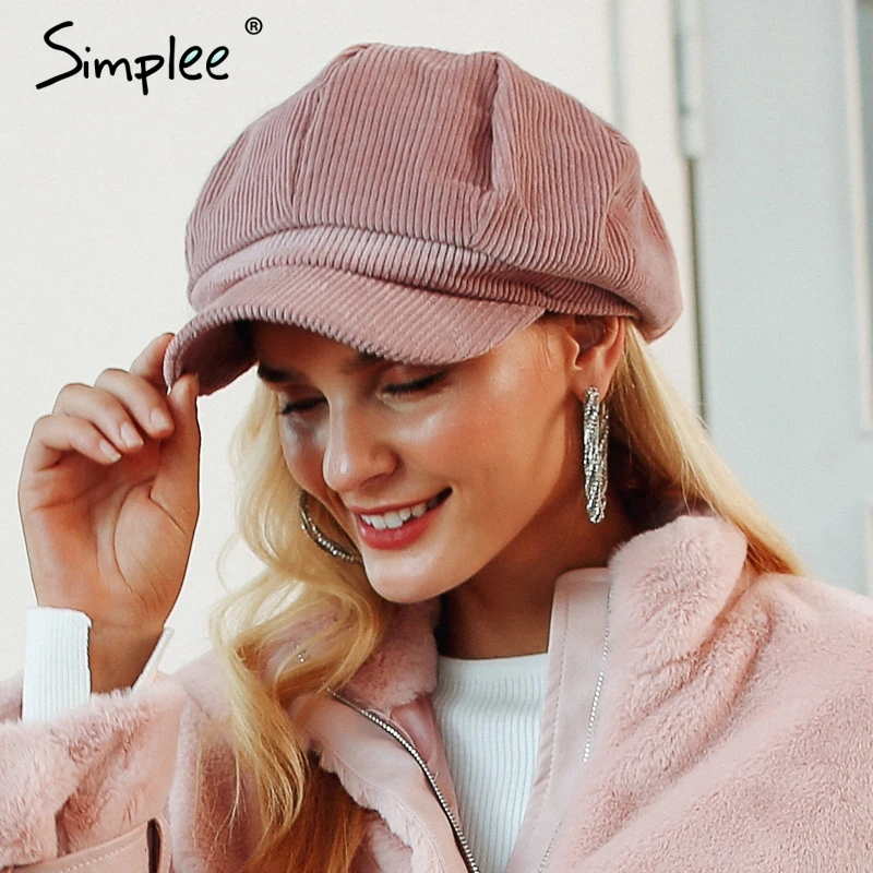 Simplee вельветовый берет Женская плоская кепка шапки для женщин модная