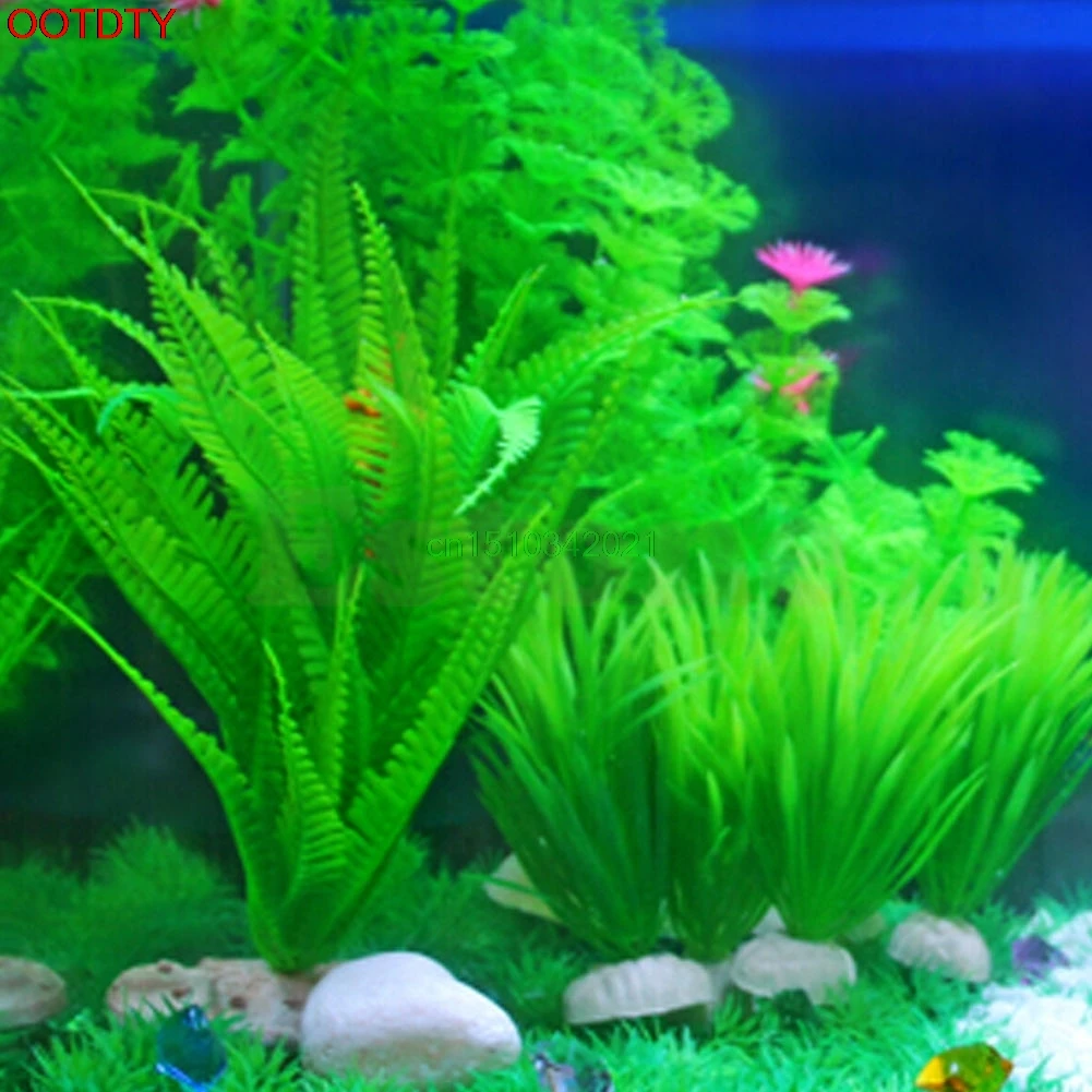 Plastic Aquarium Decorations 5.91" Green Artificial Plastic Plant Grass