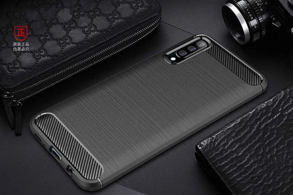 Чехол из углеродного волокна для Samsung Galaxy A50, 360 противоударный чехол для телефона Galaxy A70 A 50, чехол с полной защитой, бампер - Цвет: Черный