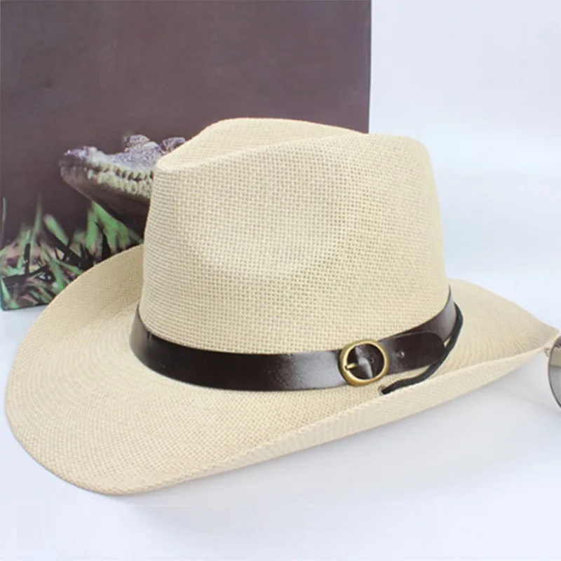 

Factory Price, Chic Unisex Women/Men Cowboy Trilby Hat Wide Brim Straw One Size Cap