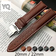 Correa de reloj Universal de cuero de vaca, 20mm, 22mm, para cenital, para hombre, pulsera negra con patrón exfoliante