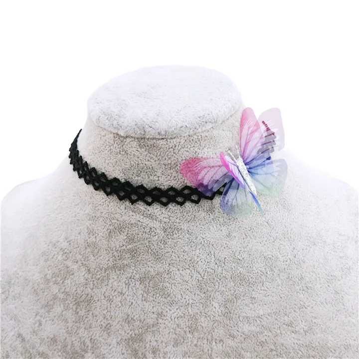 5 10pcs Colorful Butterfly For Wedding Gifts For Guests Lace Choker Necklace Double-Layer Tulle Butterfly Wedding Bridesmaid Decor