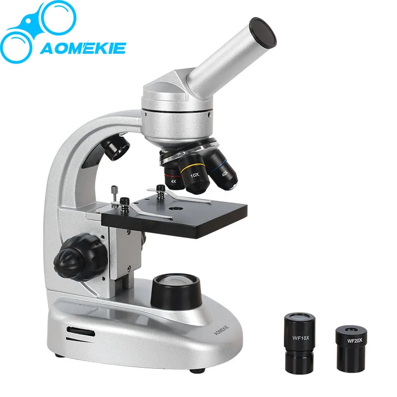 

AOMEKIE Monocular Biological Microscope 40-800X Top/Bottom LED Coaxial Coarse and Fine Adjustment Cells Sperm Watching Kids Gift