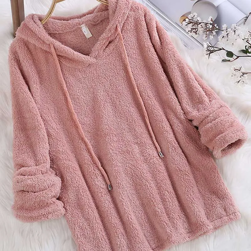 2018 الخريف الأزياء المتناثرة المرأة هوديي كم طويل الصلبة رقيق الصوف الفراء ملابس خارجية الشتاء الدافئة البلوز الإناث معطف DG351 2018 الخريف الأزياء المتناثرة المرأة هوديي كم طويل الصلبة رقيق الصوف الفراء ملابس خارجية الشتاء الدافئة البلوز الإناث معطف DG351