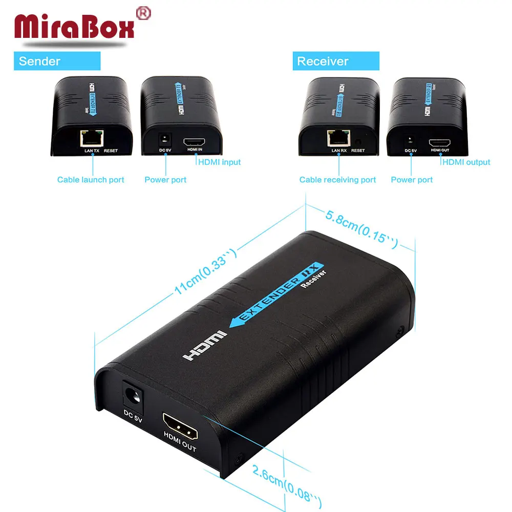 MiraBox 1x4 TCP IP HDMI удлинитель 120 м к UTP STP через Cat5/5e/Cat6 Сетевой Rj45 передатчик и приемник