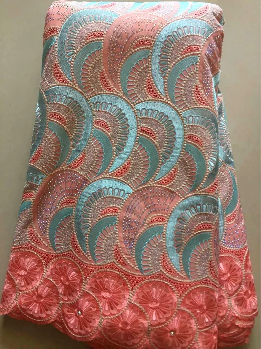 

High Quality Stones Peach African Swiss Voile Lace 2018 African Polish Swiss Cotton Voile Lace Fabric For Men and Women dress